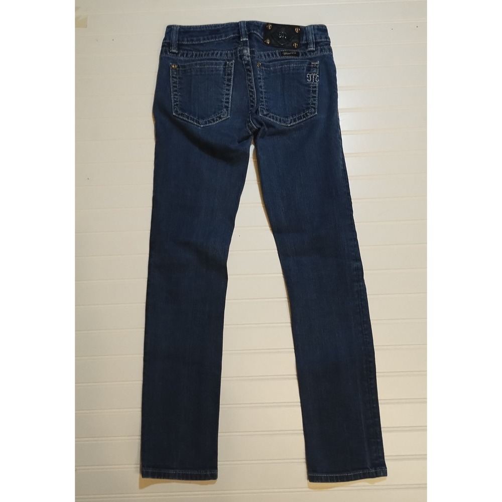 Miss Me Skinny Jeans Womens 28 Dark Wash Low Rise Embellished Y2K Western Denim - Picture 2 of 15
